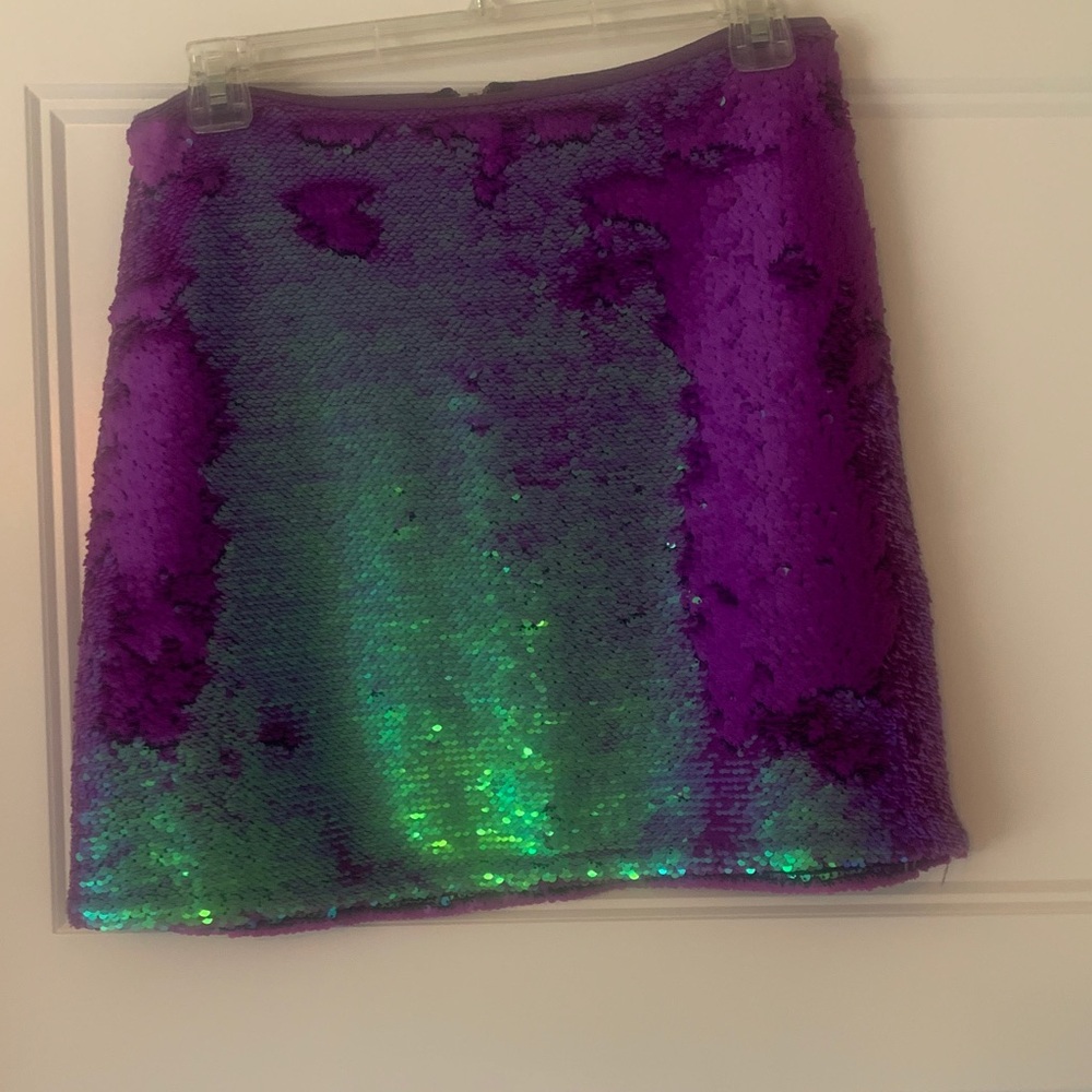 Wild Fable Purple and Green Sequin Pencil Skirt